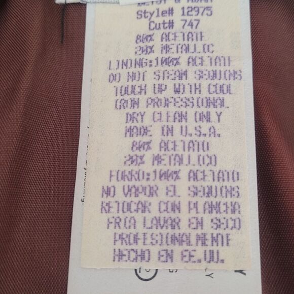 Vtg Betsy & Adam Sz 6 Metallic Copper Brown Dark Romance Vampy Maxi Dress - Picture 6 of 8